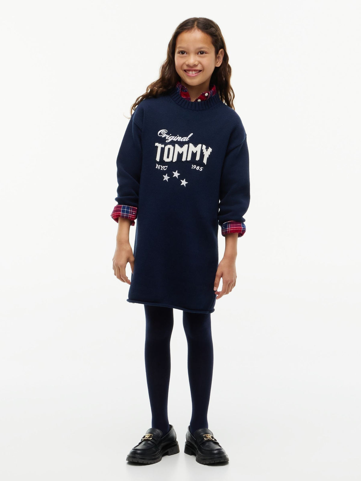Dsiney Kidz - Tommy Hilfiger Blue Intarsia Logo Relaxed Jumper Dress image 1