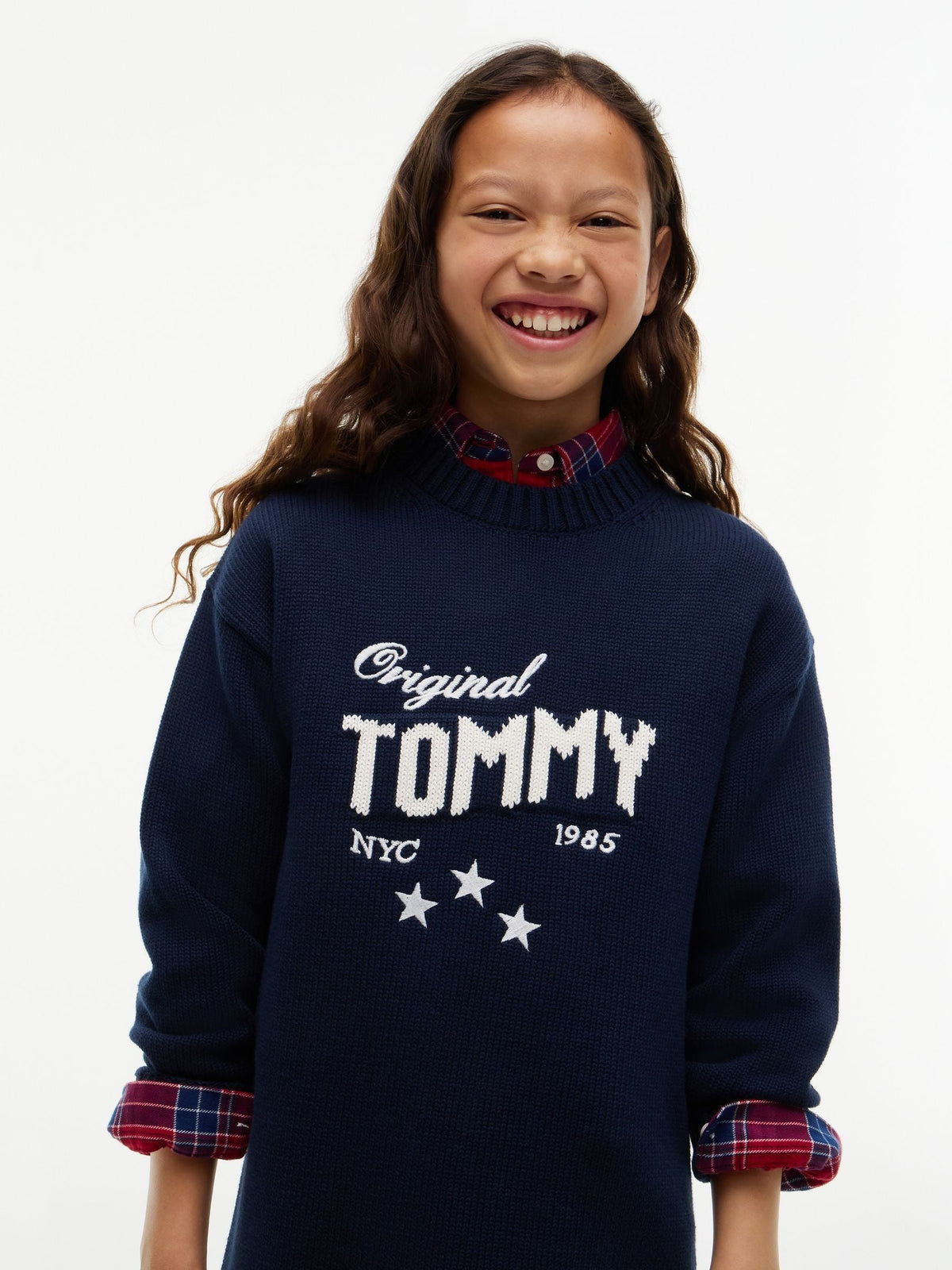 Dsiney Kidz - Tommy Hilfiger Blue Intarsia Logo Relaxed Jumper Dress image 3