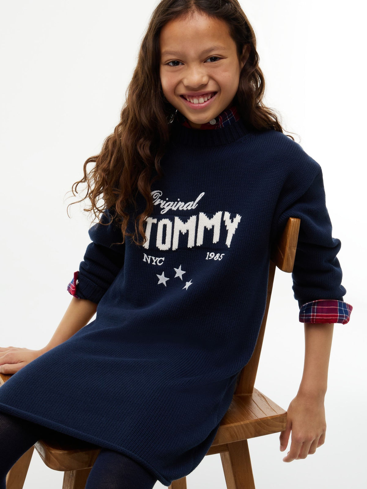 Dsiney Kidz - Tommy Hilfiger Blue Intarsia Logo Relaxed Jumper Dress image 4
