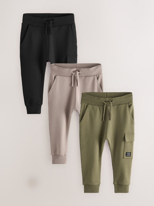 Khaki Green/Grey/Black Super Skinny Utility Joggers 3 Pack (3mths-7yrs) image 1