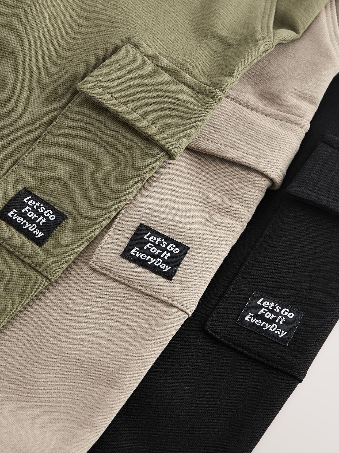 Khaki Green/Grey/Black Super Skinny Utility Joggers 3 Pack (3mths-7yrs) image 6