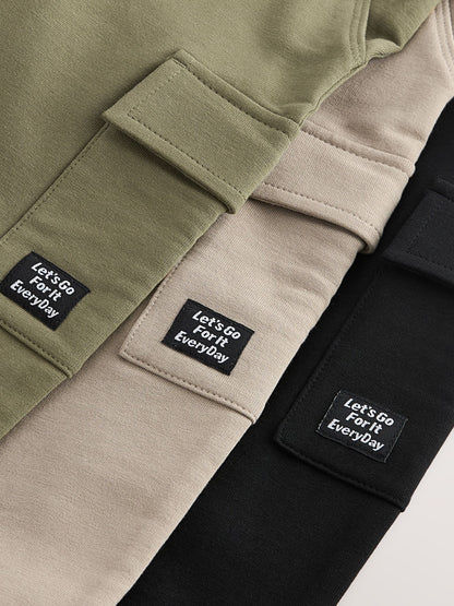 Khaki Green/Grey/Black Super Skinny Utility Joggers 3 Pack (3mths-7yrs) image 6