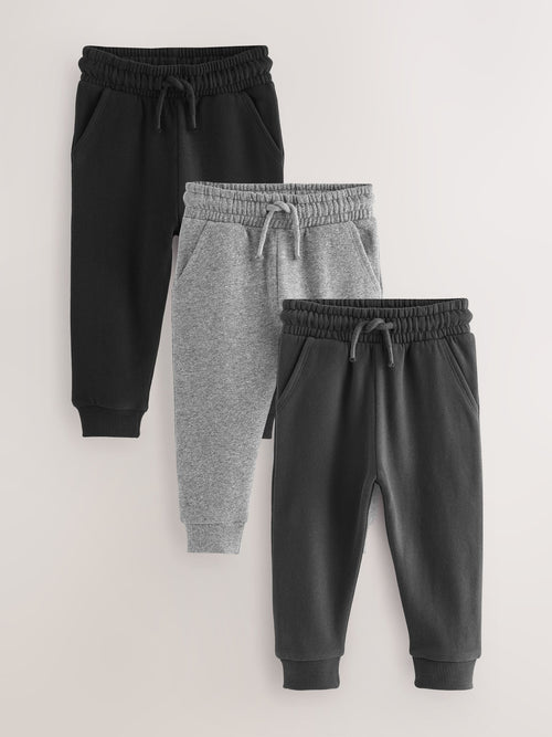Black/Charcoal/Grey Soft Touch Joggers 3 Pack (3mths-7yrs) image 1