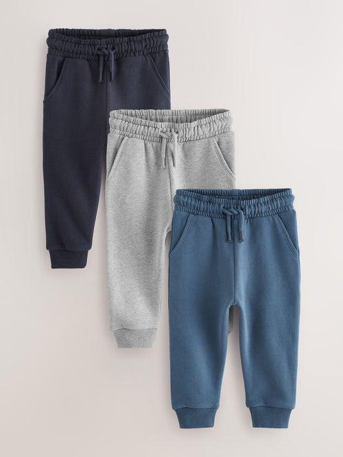 Blue/Charcoal/Black Soft Touch Joggers 3 Pack (3mths-7yrs) image 1
