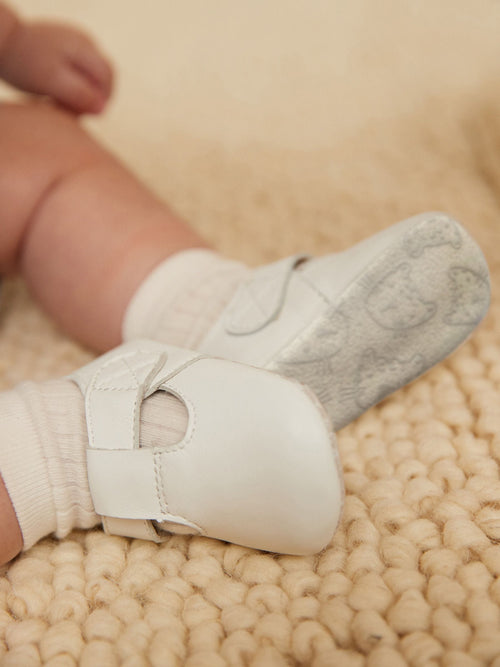 White Leather Baby T-Bar Shoes (0-24mths) image 1