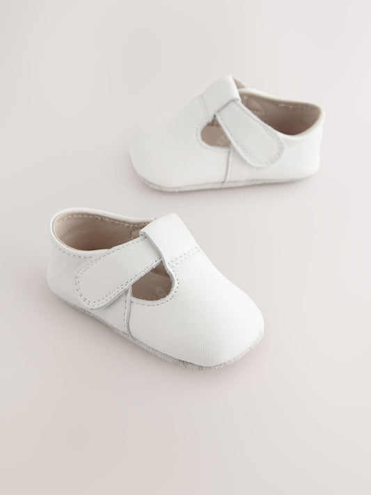 White Leather Baby T-Bar Shoes (0-24mths) image 2