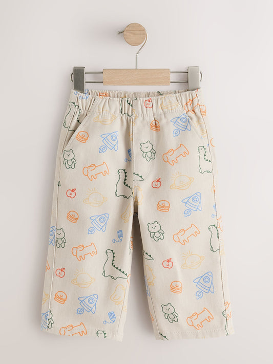 Multi Linear Print Pull On Wide Trousers (3mths-7yrs) - image 1
