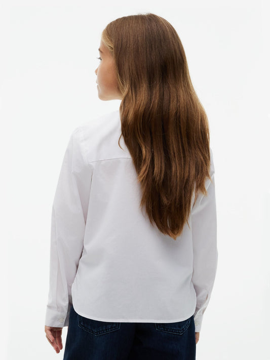 Dsiney Kidz - Tommy Hilfiger White Essential Relaxed Fit Ruffle Poplin Shirt image 2