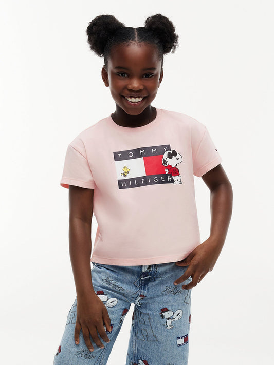 Dsiney Kidz - Tommy Hilfiger Pink Peanuts® Flag Graphic Relaxed T-Shirt image 1