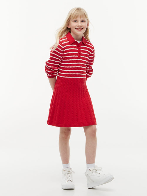 Dsiney Kidz - Tommy Hilfiger Red Cable Knit Polo Jumper Dress image 1