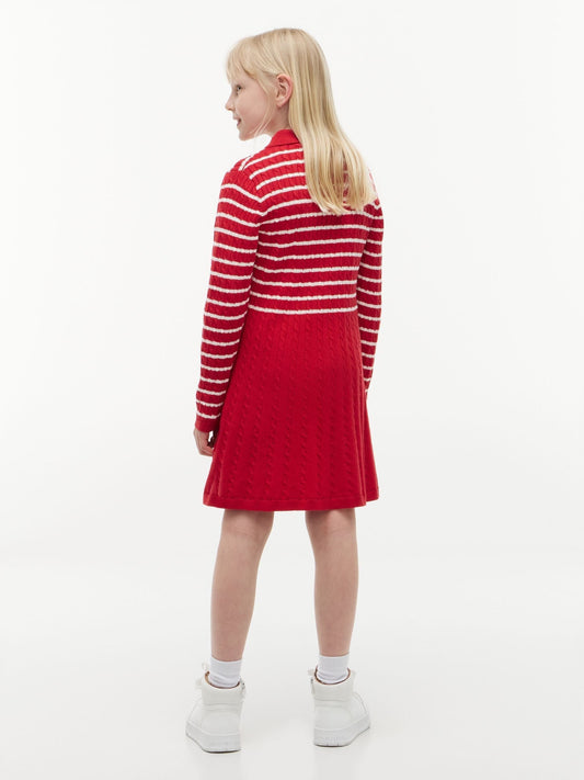 Dsiney Kidz - Tommy Hilfiger Red Cable Knit Polo Jumper Dress image 2