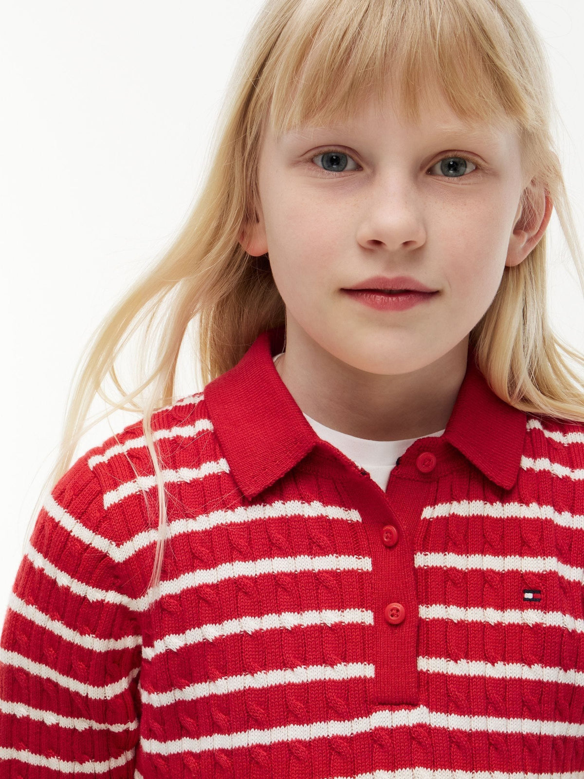 Dsiney Kidz - Tommy Hilfiger Red Cable Knit Polo Jumper Dress image 3