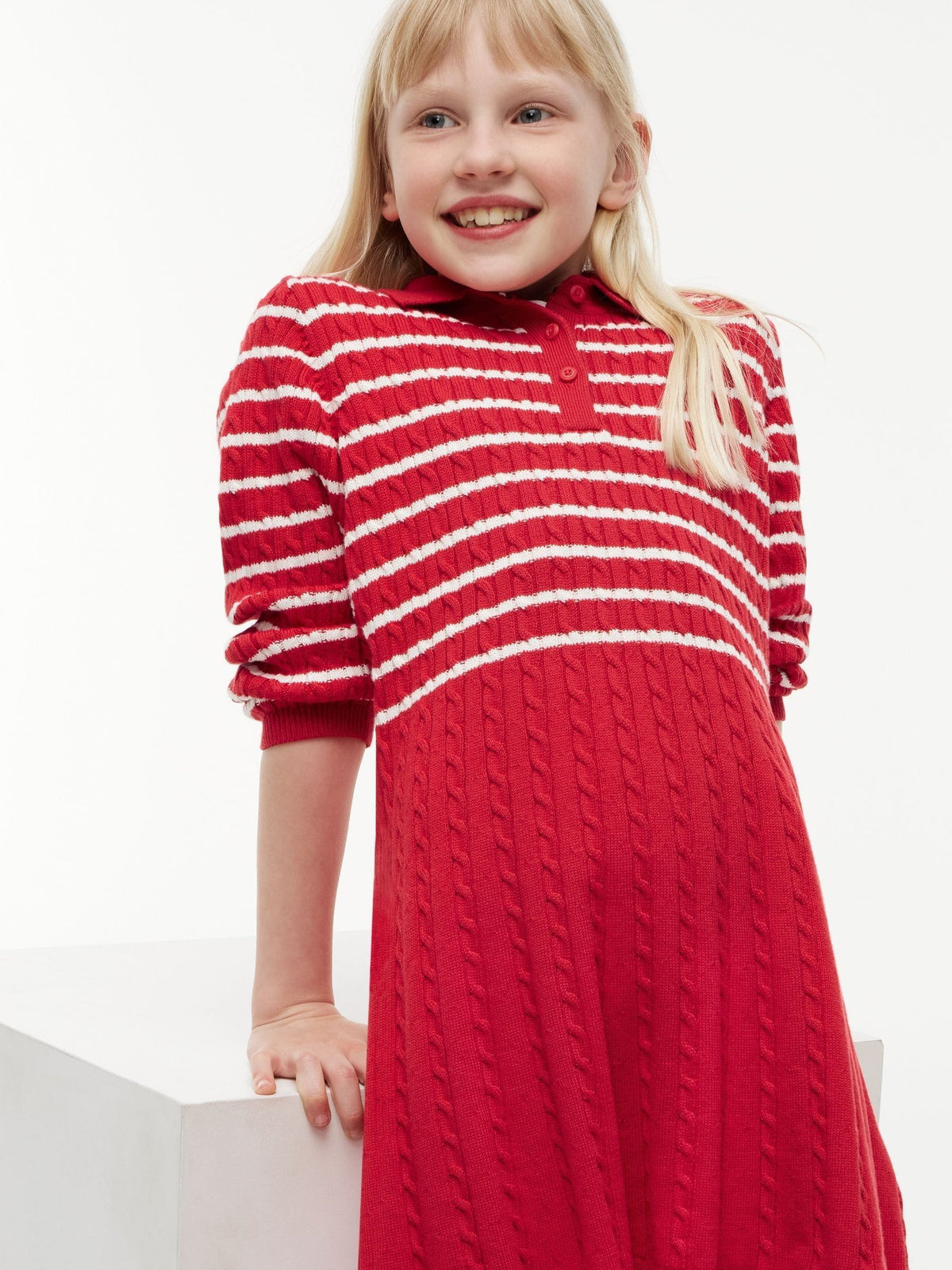 Dsiney Kidz - Tommy Hilfiger Red Cable Knit Polo Jumper Dress image 4