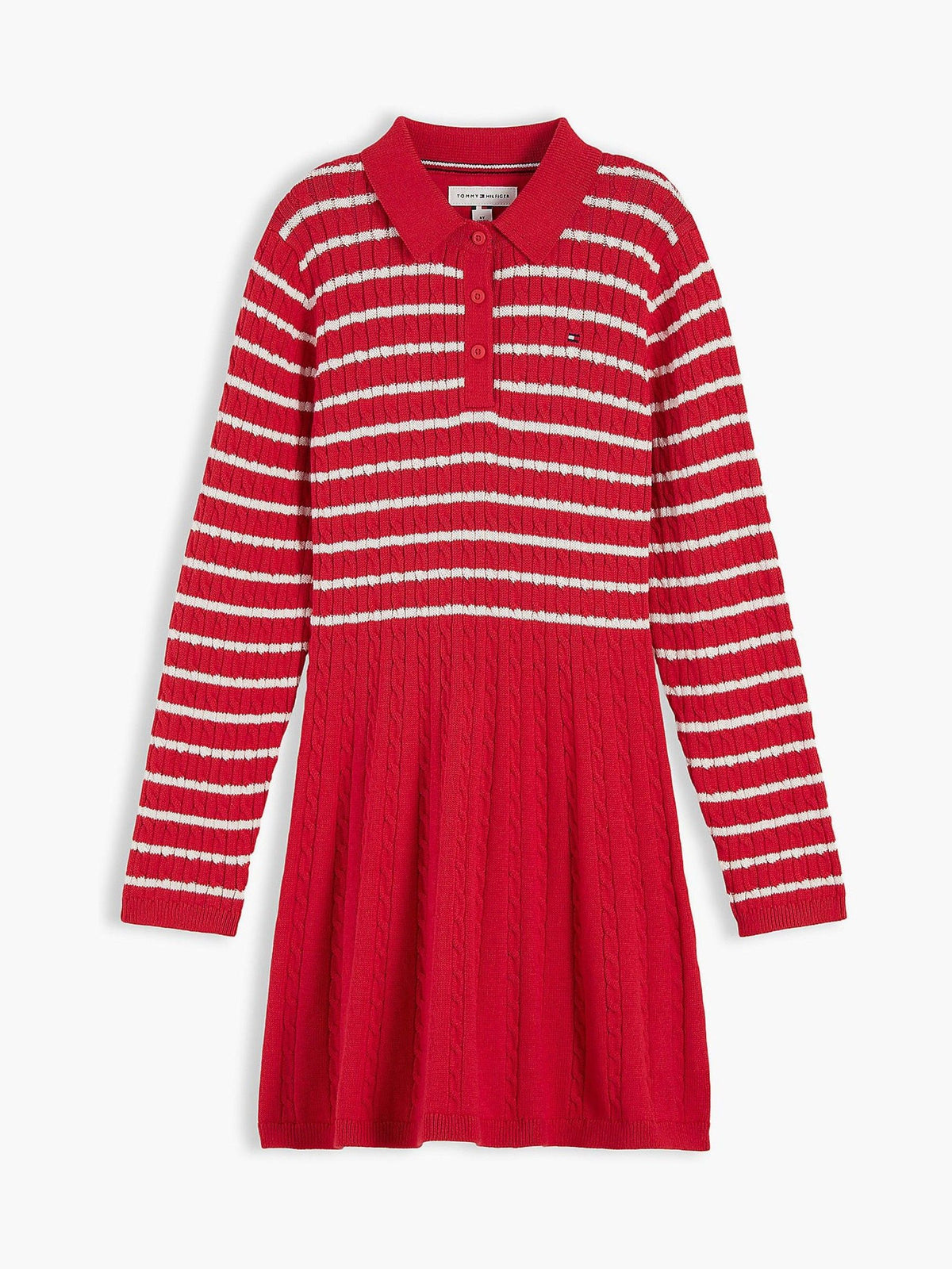 Dsiney Kidz - Tommy Hilfiger Red Cable Knit Polo Jumper Dress image 5