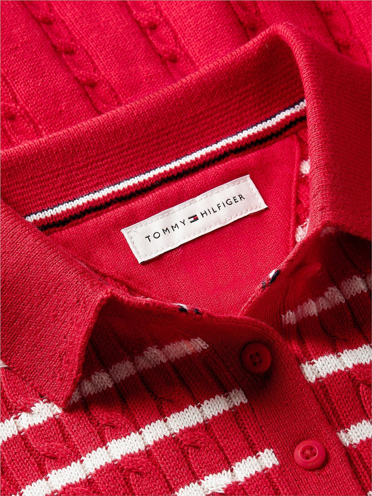 Dsiney Kidz - Tommy Hilfiger Red Cable Knit Polo Jumper Dress image 6
