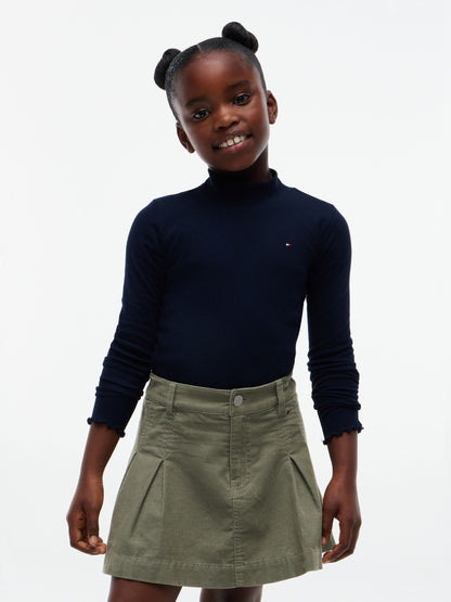 Dsiney Kidz - Tommy Hilfiger Blue Essential Ruffle Ribbed Long Sleeve Top image 1