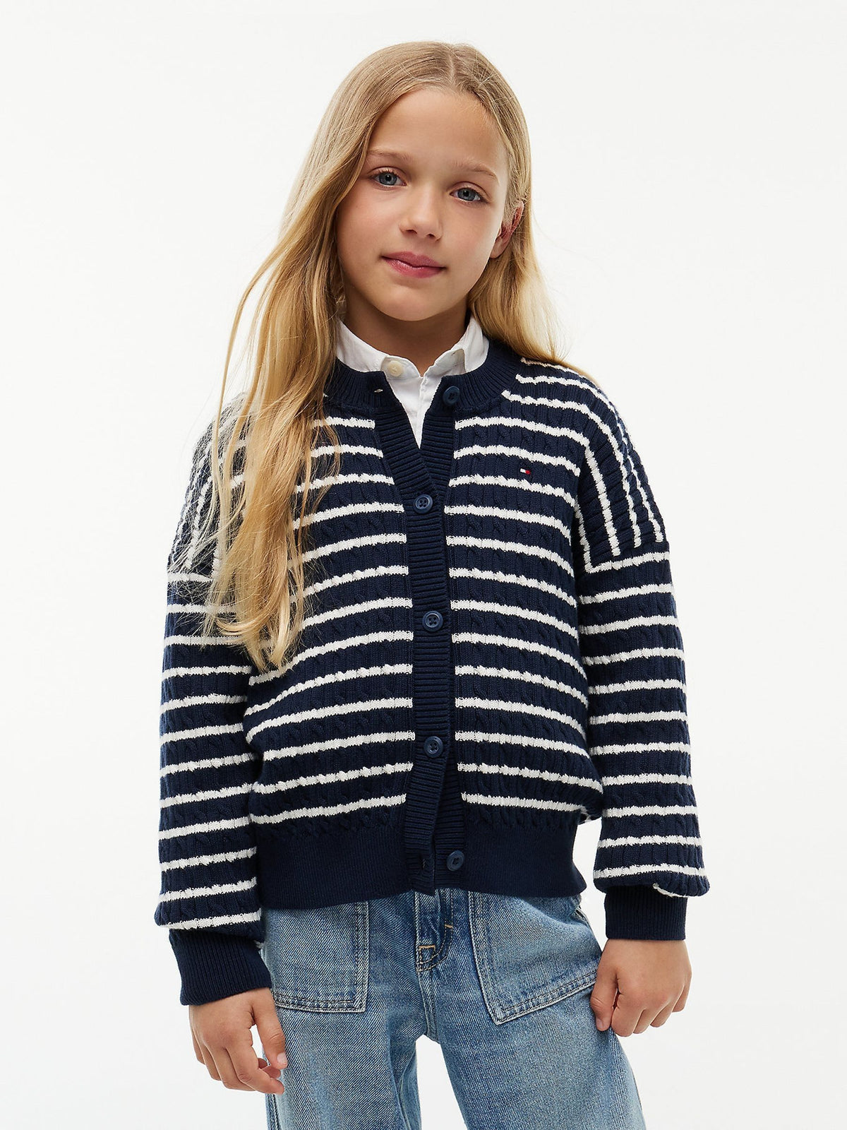 Dsiney Kidz - Tommy Hilfiger Blue Relaxed Cable Knit Cardigan image 1