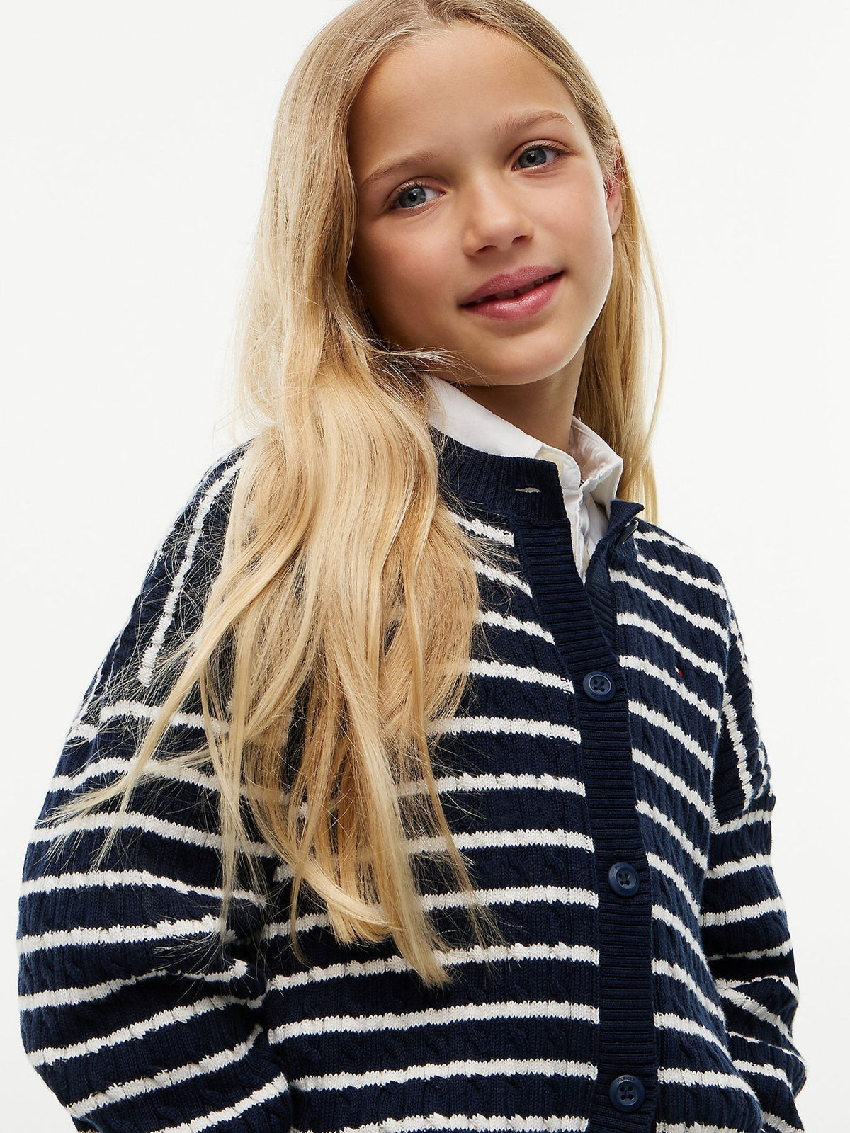 Dsiney Kidz - Tommy Hilfiger Blue Relaxed Cable Knit Cardigan image 3