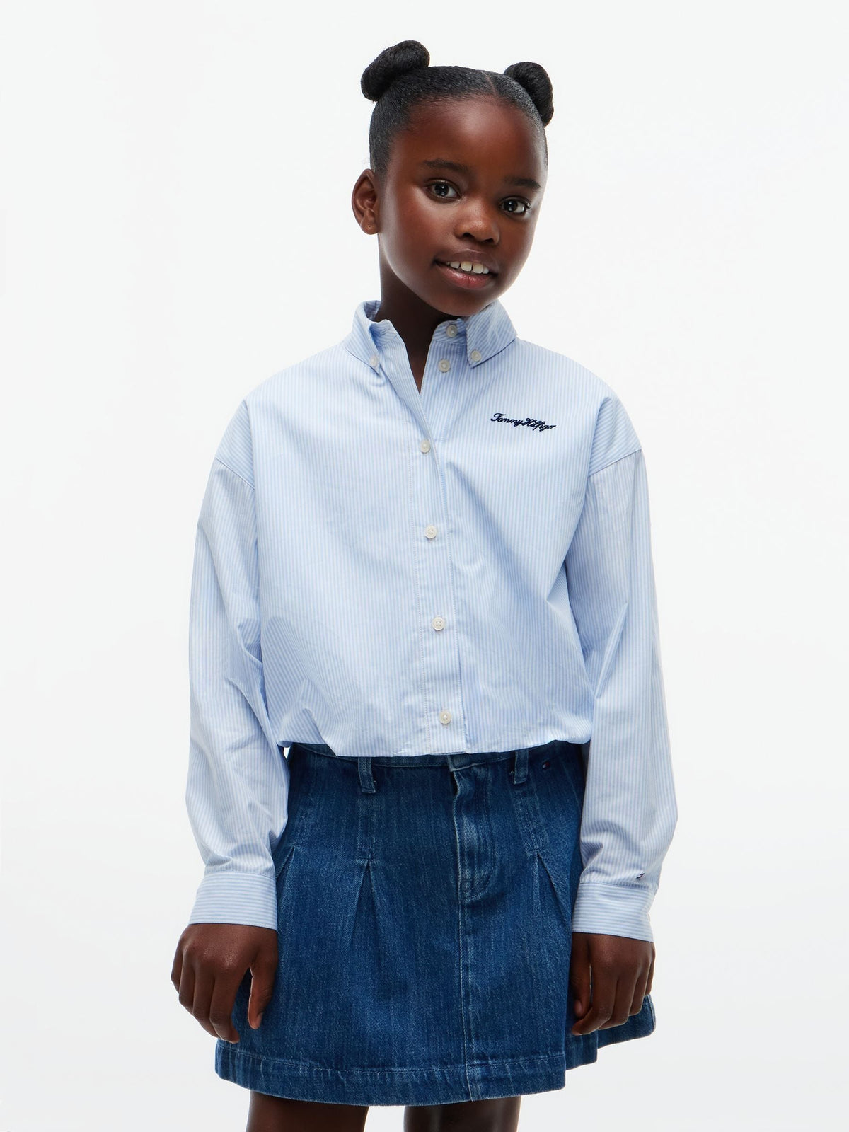 Tommy Hilfiger Blue Regular Fit Back Diamanté Star Flag Shirt - image 1