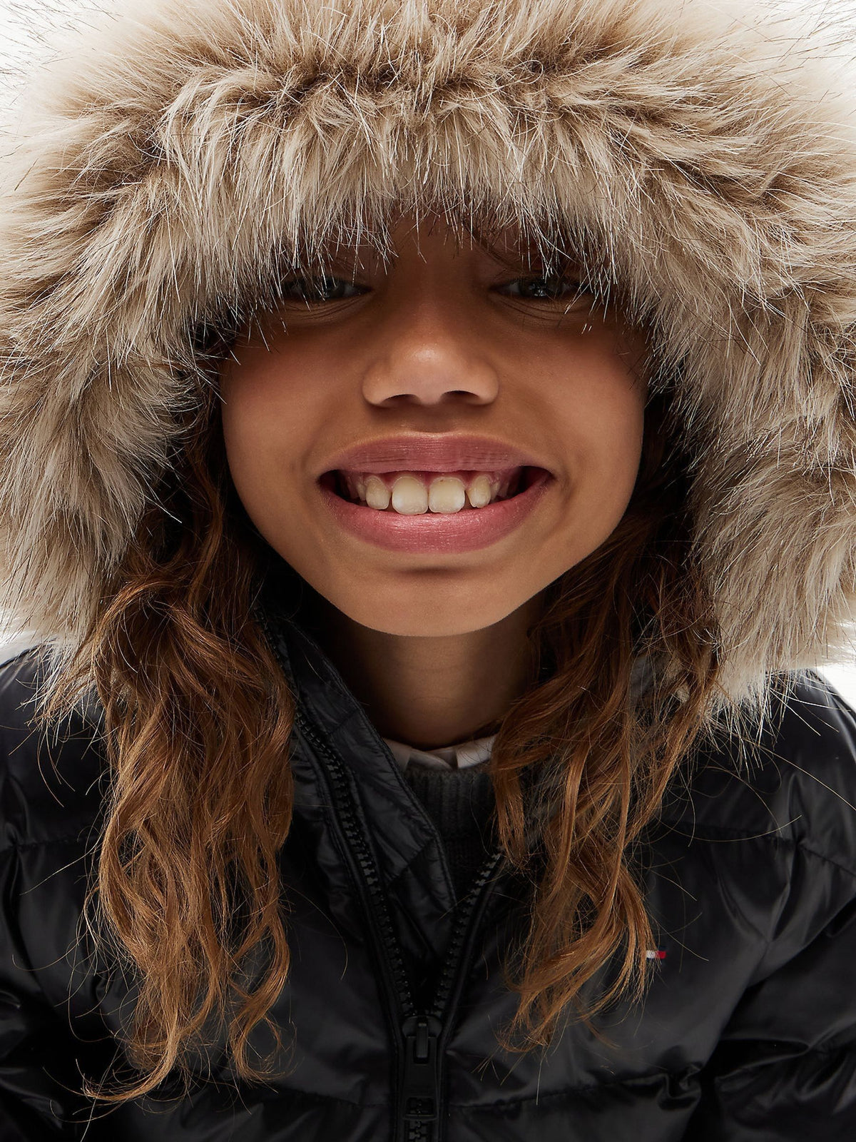 Dsiney Kidz - Tommy Hilfiger Black Essential Longline Faux Fur Down Jacket image 3