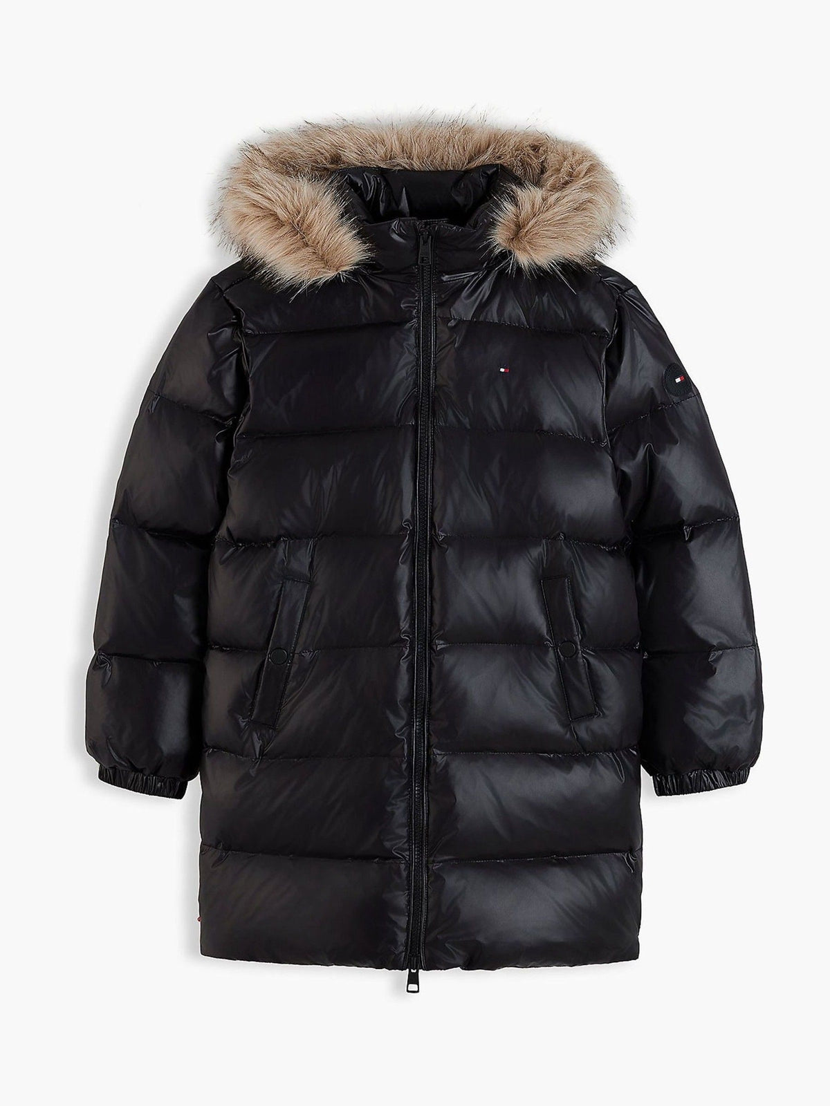 Dsiney Kidz - Tommy Hilfiger Black Essential Longline Faux Fur Down Jacket image 5