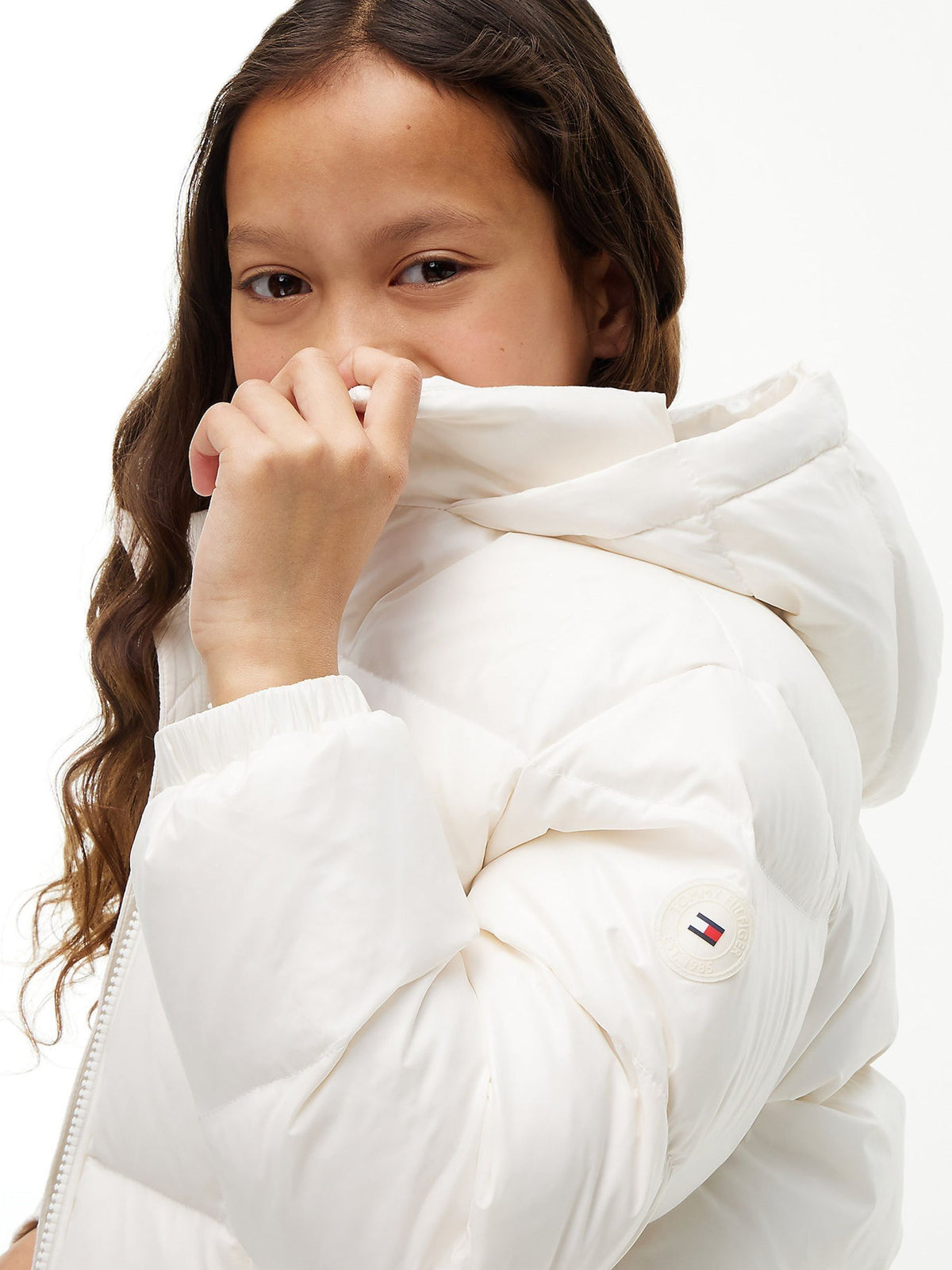 Dsiney Kidz - Tommy Hilfiger White Essential Faux Fur Trim Down Jacket image 4