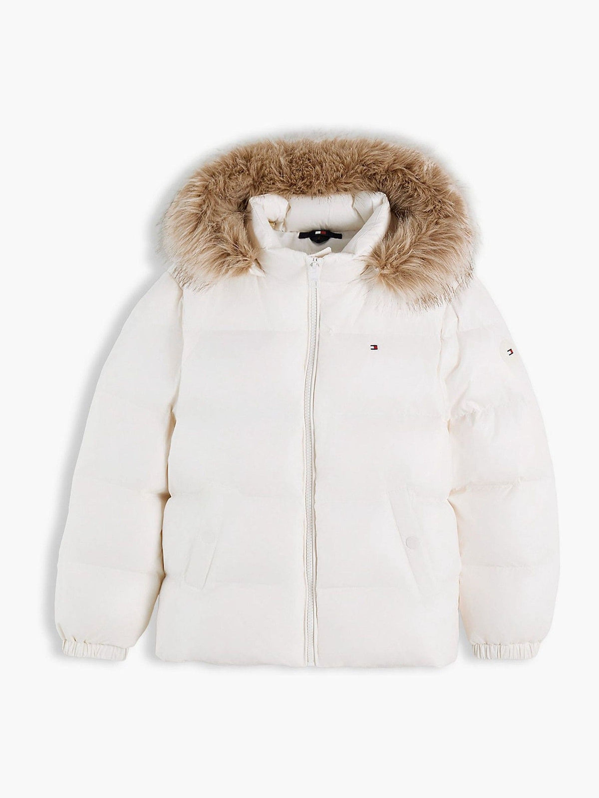 Dsiney Kidz - Tommy Hilfiger White Essential Faux Fur Trim Down Jacket image 6