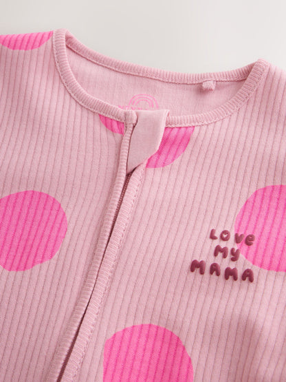 Pink Love My Mama Two-Way Zip Sleepsuit (0mths-3yrs) - image 3