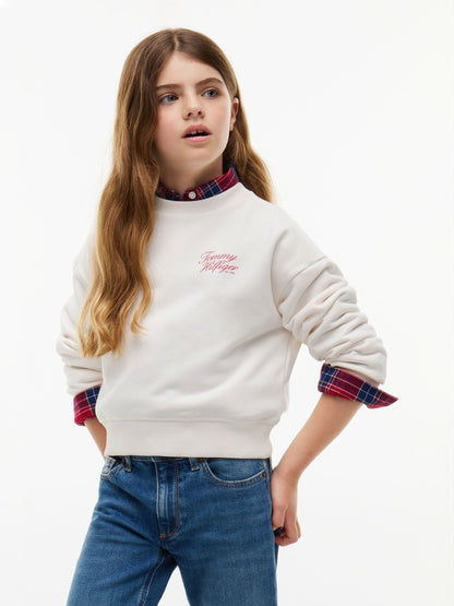 Dsiney Kidz - Tommy Hilfiger White Logo Terry Relaxed Sweatshirt image 1