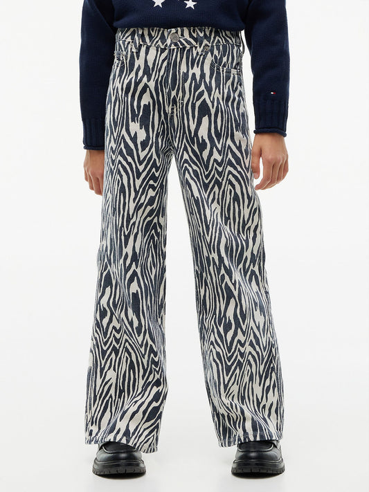 Dsiney Kidz - Tommy Hilfiger Blue Mabel Zebra High Rise Wide Leg Jeans image 1