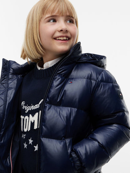 Dsiney Kidz - Tommy Hilfiger Blue Essential Faux Fur Trim Down Jacket image 3