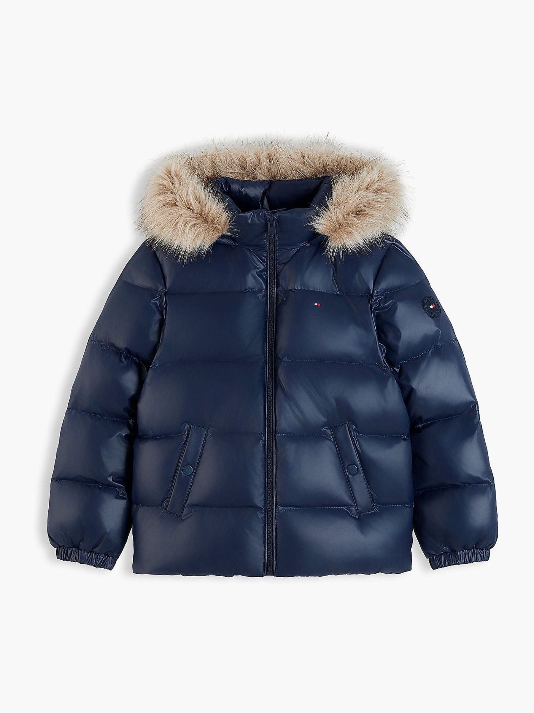 Dsiney Kidz - Tommy Hilfiger Blue Essential Faux Fur Trim Down Jacket image 6