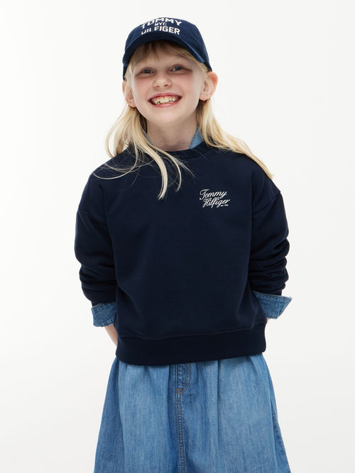 Dsiney Kidz - Tommy Hilfiger Blue Logo Terry Relaxed Sweatshirt image 1