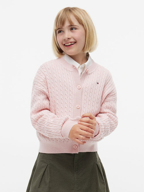 Dsiney Kidz - Tommy Hilfiger Pink Relaxed Cable Knit Cardigan image 1