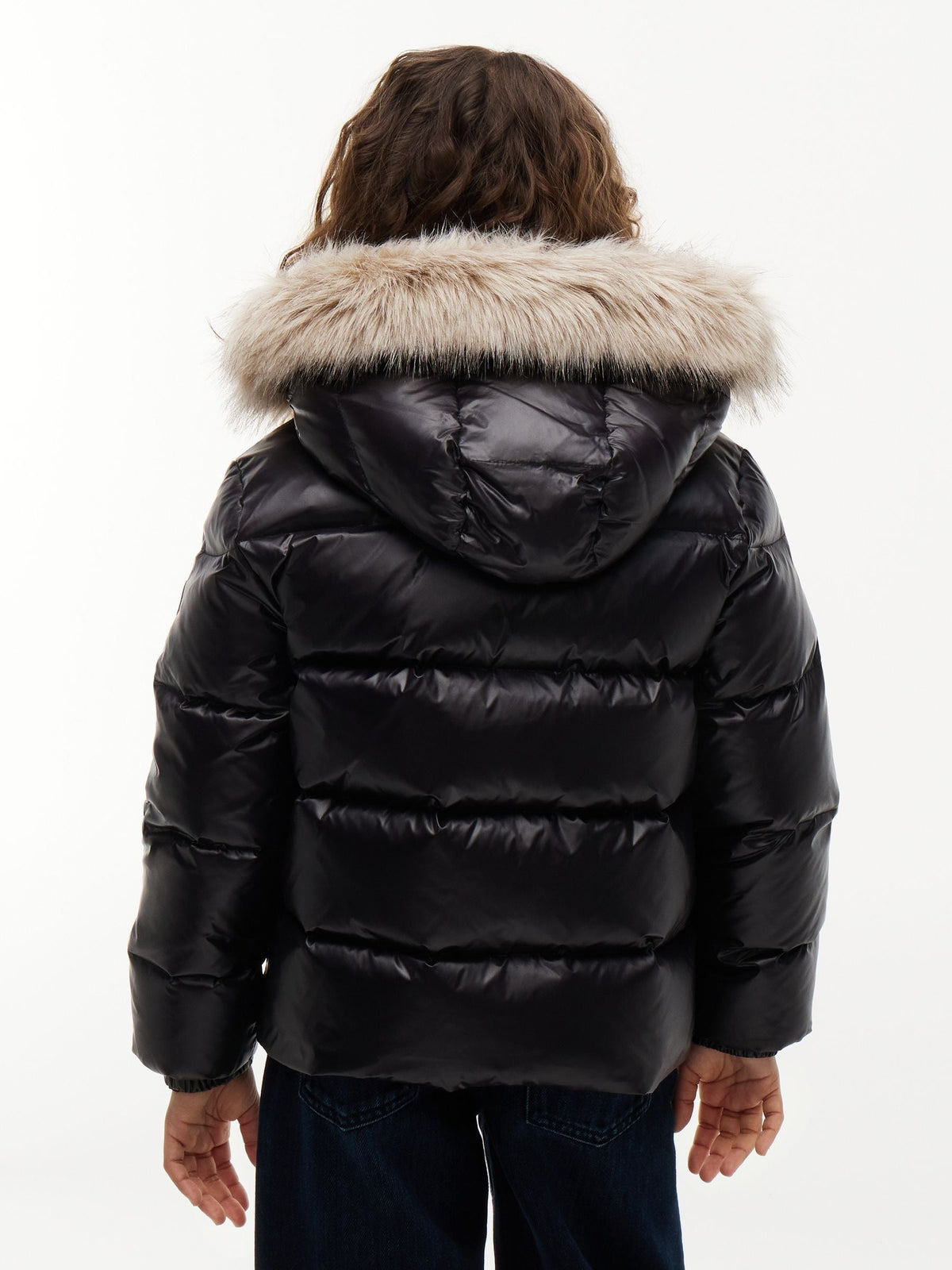 Dsiney Kidz - Tommy Hilfiger Black Essential Faux Fur Trim Down Jacket image 2