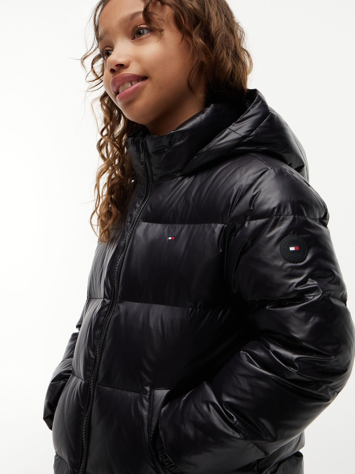 Dsiney Kidz - Tommy Hilfiger Black Essential Faux Fur Trim Down Jacket image 3