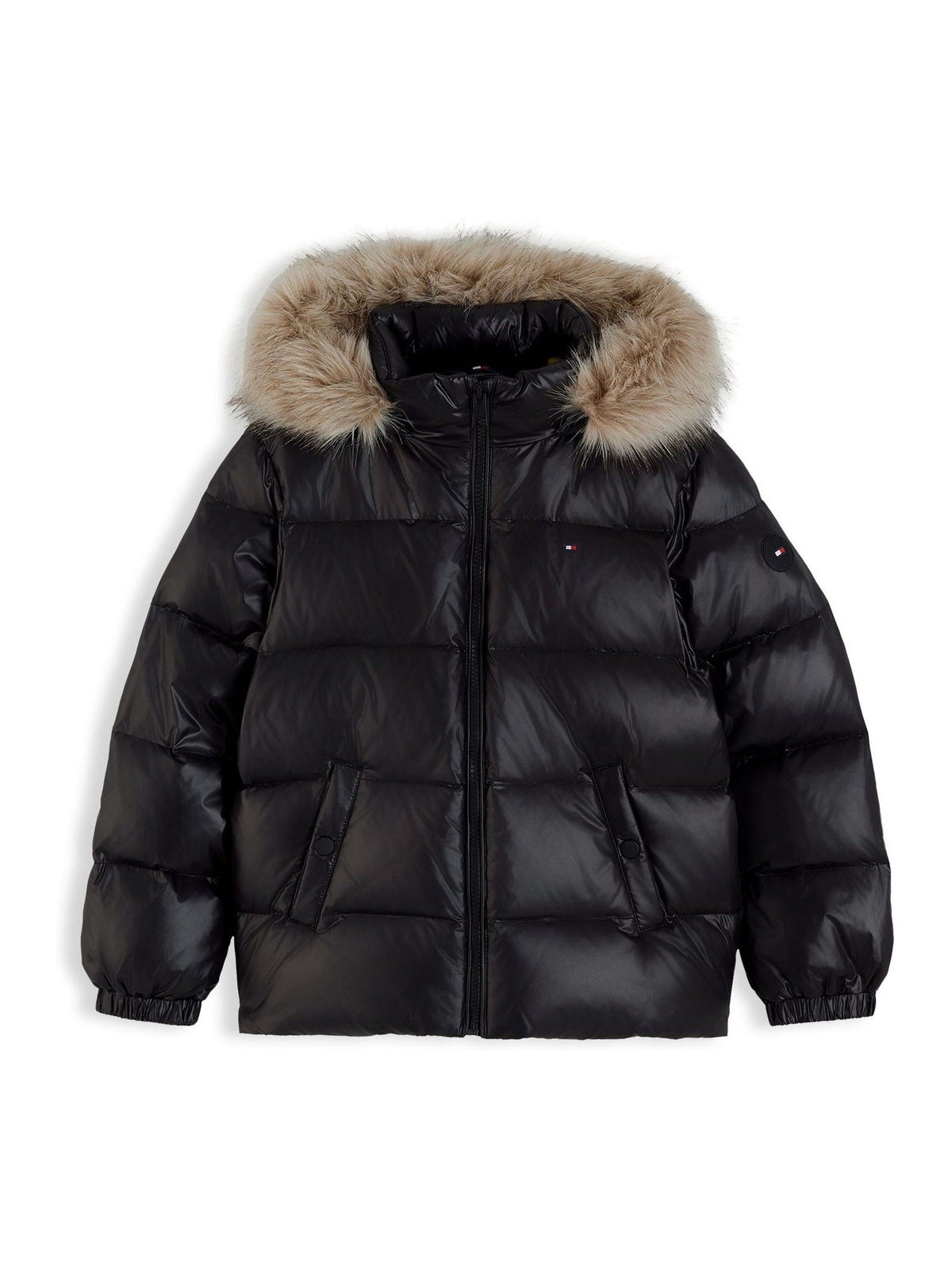 Dsiney Kidz - Tommy Hilfiger Black Essential Faux Fur Trim Down Jacket image 6
