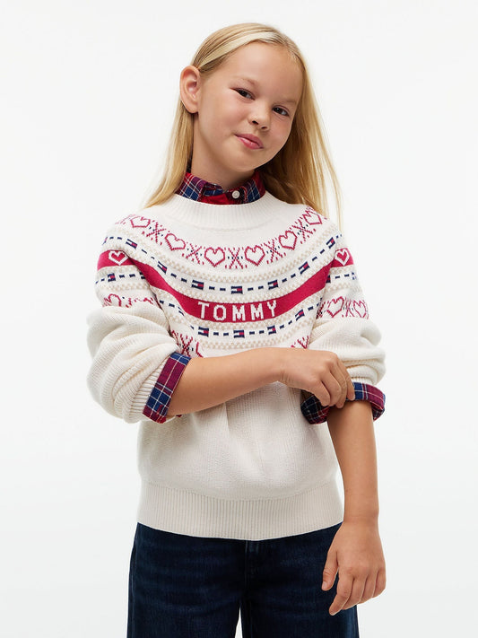 Tommy Hilfiger Cream Intarsia Fair Isle Relaxed Jumper - image 1