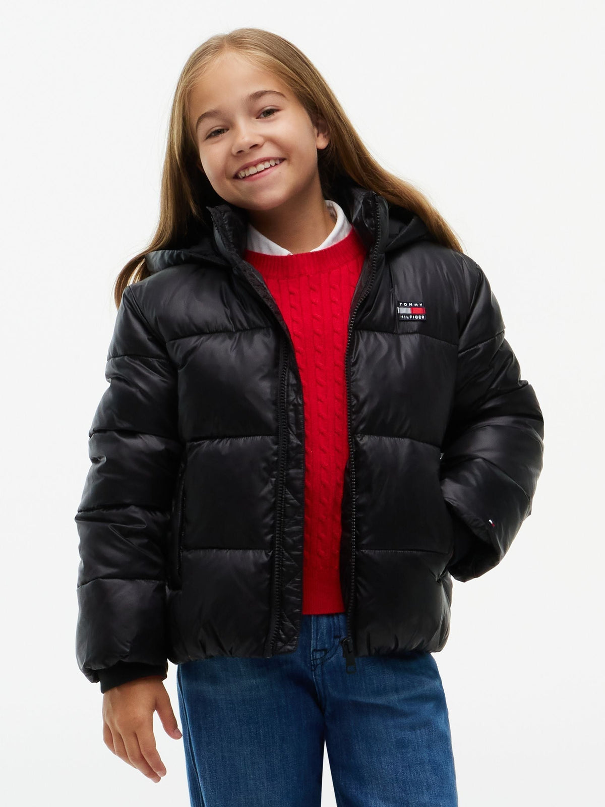 Dsiney Kidz - Tommy Hilfiger Black Heritage Shiny Relaxed Hooded Puffer Jacket image 1