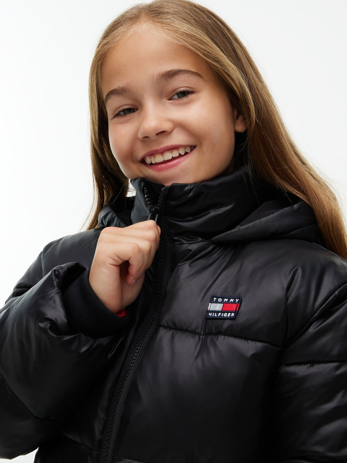 Dsiney Kidz - Tommy Hilfiger Black Heritage Shiny Relaxed Hooded Puffer Jacket image 4