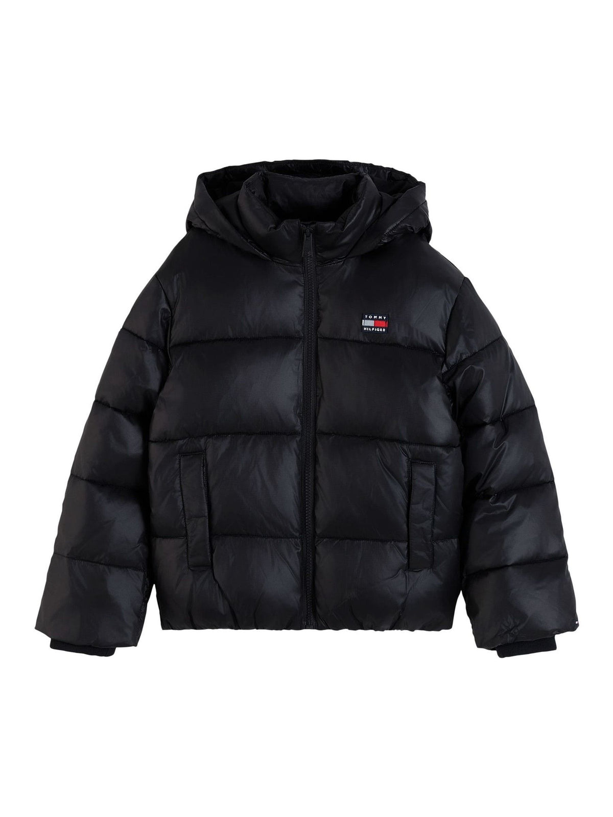 Dsiney Kidz - Tommy Hilfiger Black Heritage Shiny Relaxed Hooded Puffer Jacket image 5