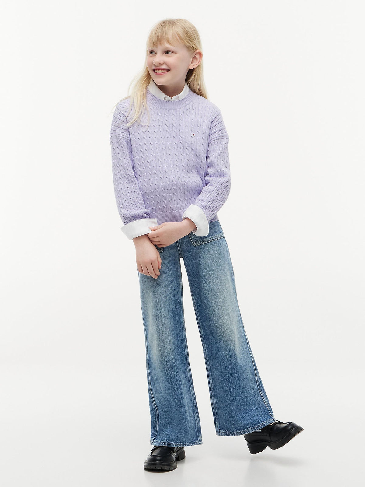 Dsiney Kidz - Tommy Hilfiger Purple Relaxed Cable Knit Jumper image 2