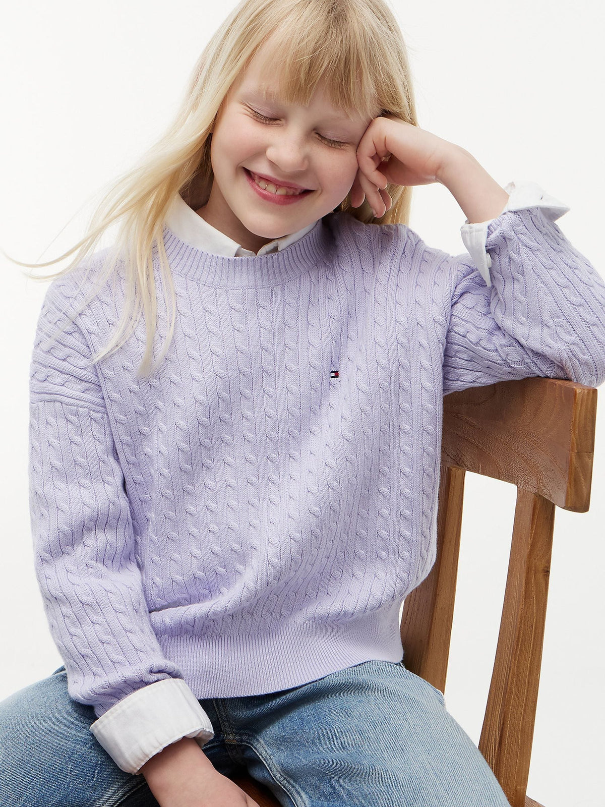 Dsiney Kidz - Tommy Hilfiger Purple Relaxed Cable Knit Jumper image 3