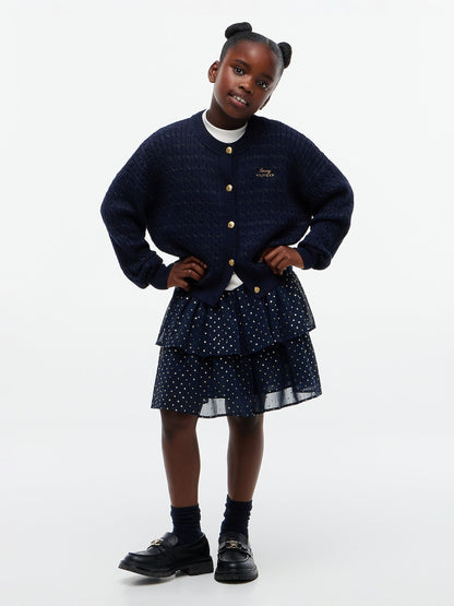 Tommy Hilfiger Blue Metallic Polka Dot Tiered Skirt - image 2