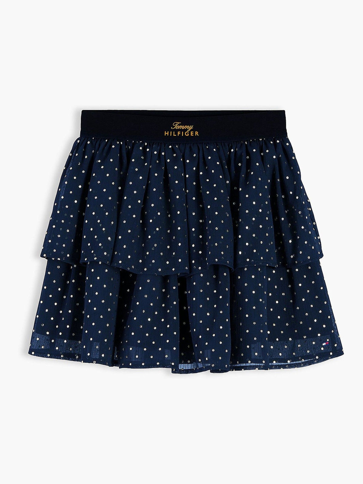 Tommy Hilfiger Blue Metallic Polka Dot Tiered Skirt - image 5