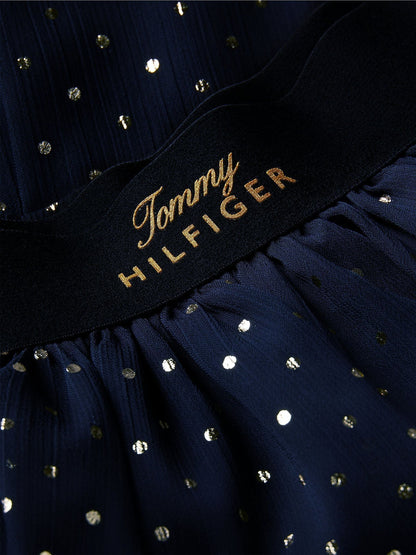 Tommy Hilfiger Blue Metallic Polka Dot Tiered Skirt - image 6