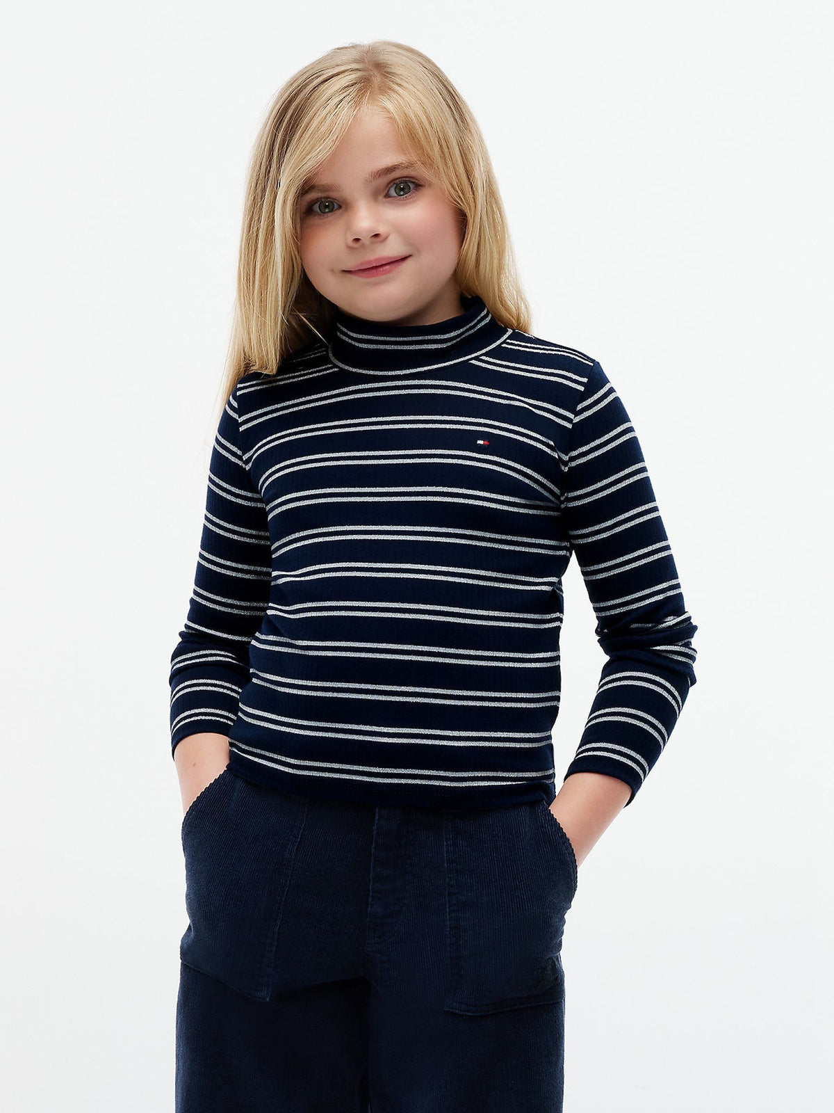 Tommy Hilfiger Blue Gllitter Extra Slim Long Sleeve Top - image 1