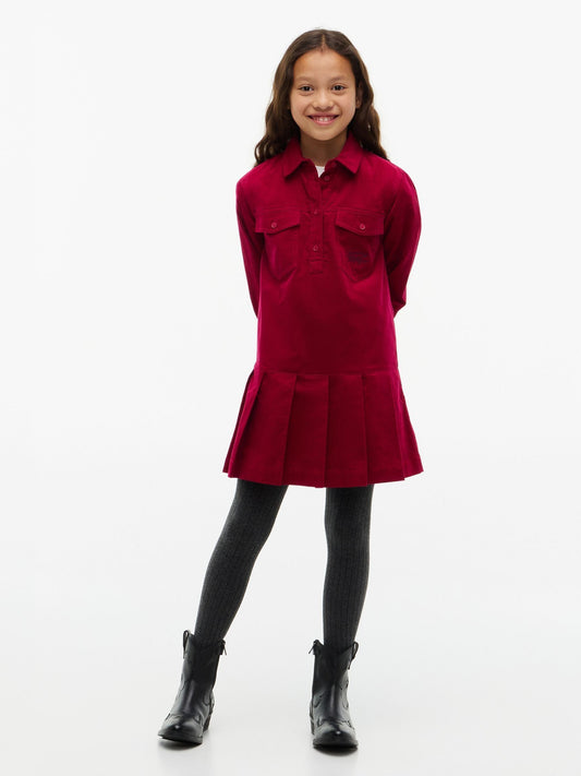 Disney Kidz - Tommy Hilfiger Red Corduroy Pleated Shirt Dress image 1