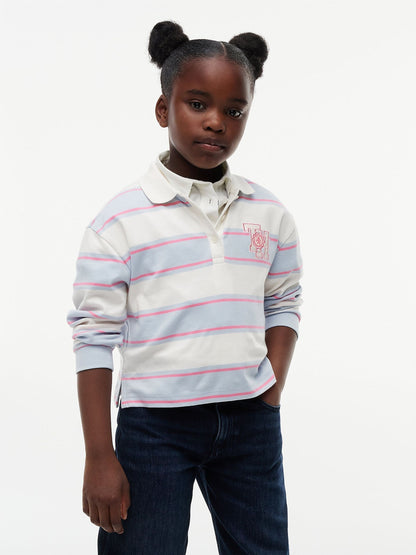 Dsiney Kidz - Tommy Hilfiger Blue Relaxed Fit Stripe Long Sleeve Polo Shirt image 1
