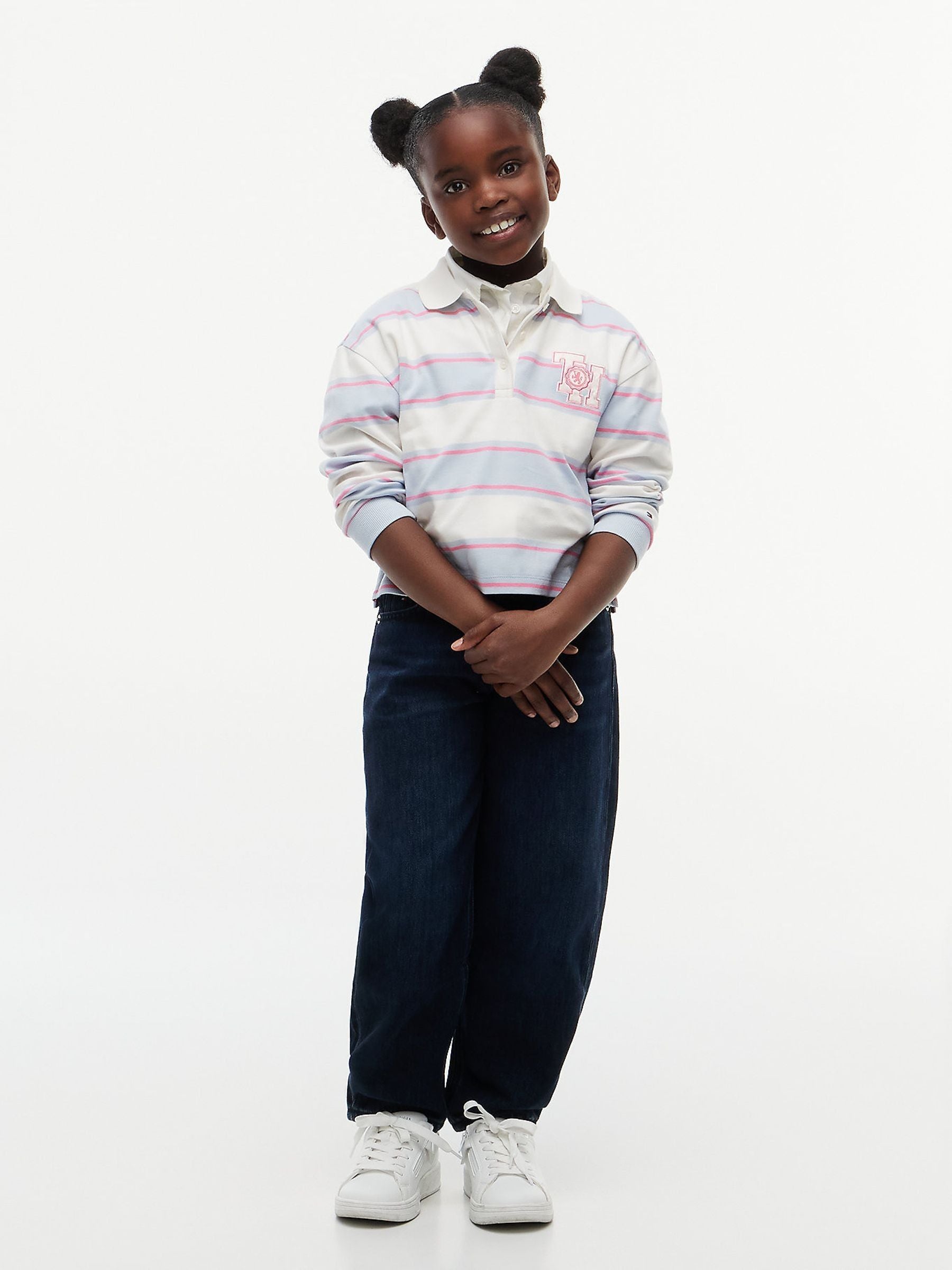 Dsiney Kidz - Tommy Hilfiger Blue Relaxed Fit Stripe Long Sleeve Polo Shirt image 3